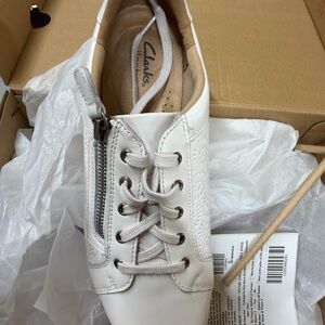 Clarks Women's White Lace-Up Sneakers